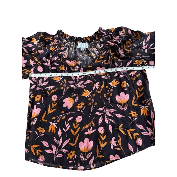 Gilner Farrar Ellie Blouse Boho Peasant Top Size Small Floral Ruffle Hem $228 - Picture 4 of 7